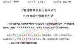 寧夏建材業績快報：2021年凈利同比下降16.96%！