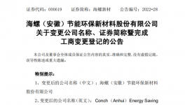 更名！“海螺型材”現已更名為“海螺新材”！