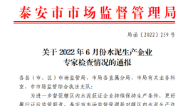 泰安市關于2022年6月份水泥生產企業專家檢查情況的通報
