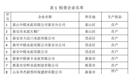 山東泰安發布6月份水泥生產企業專家檢查情況的通報！